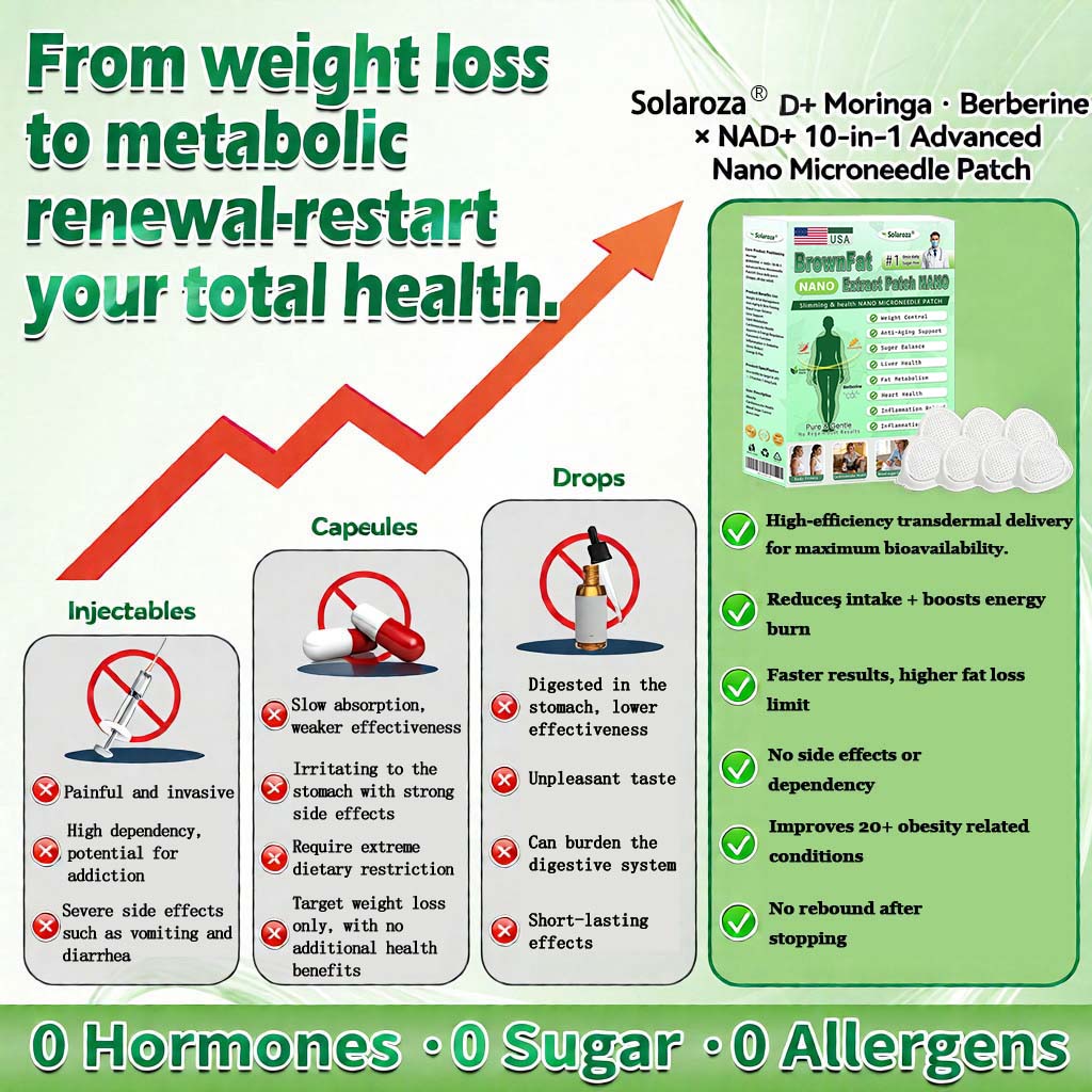 🎁Official Store | 🍋 solaroza® Moringa & Berberine 10-IN-1 Advanced Nano Microneedle 1 Patch (Once Daily, visible changes in 7 days) ✅ Obesity, Diabetes, Sleep Apnea, And Joint Issues