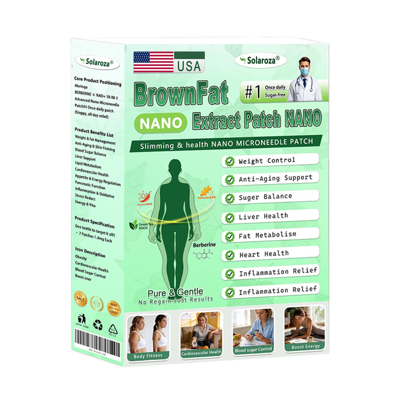 🎁Official Store | 🍋 solaroza® Moringa & Berberine 10-IN-1 Advanced Nano Microneedle 1 Patch (Once Daily, visible changes in 7 days) ✅ Obesity, Diabetes, Sleep Apnea, And Joint Issues