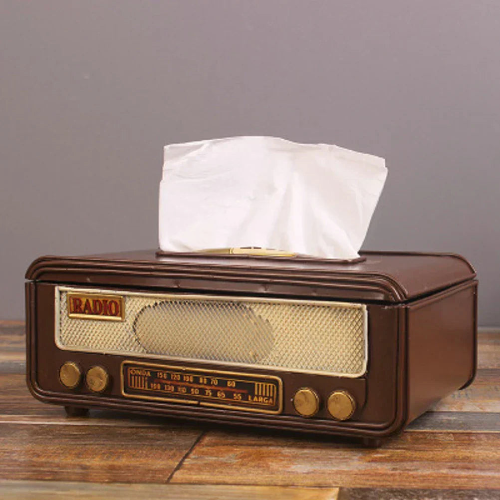 Vintage Radio-Style Tissue Holder for Home & Office