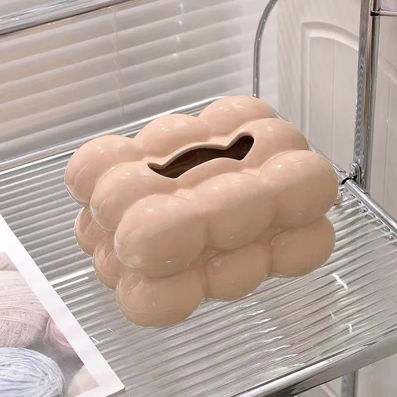 Ceramic Tissue Box with Drawer – Cotton Candy Style Holder