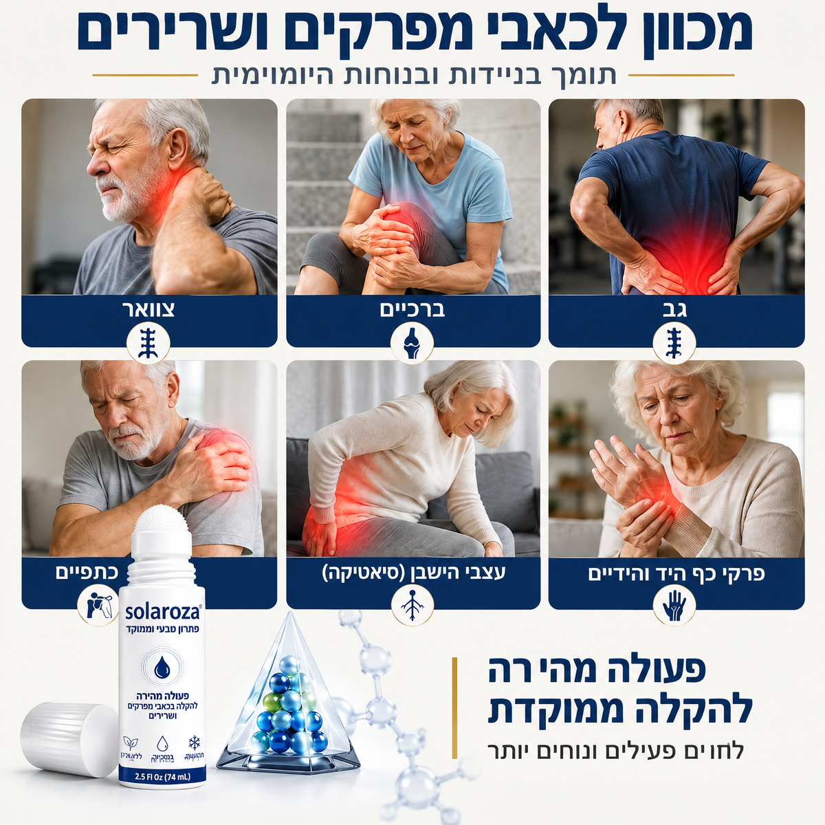 💎חנות רשמית | Solaroza® רול-און מיקרו-מחטים 0.05 מ״מ להקלה מהירה בכאבי פרקים ועצמות 🦴